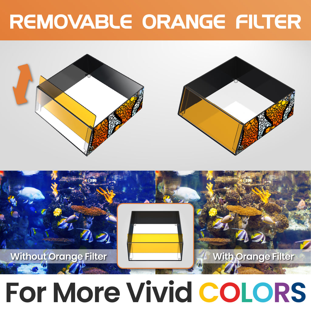 Flipper Top Down Aquarium Viewer with Removable Orange Filter and Clownfish Artwork